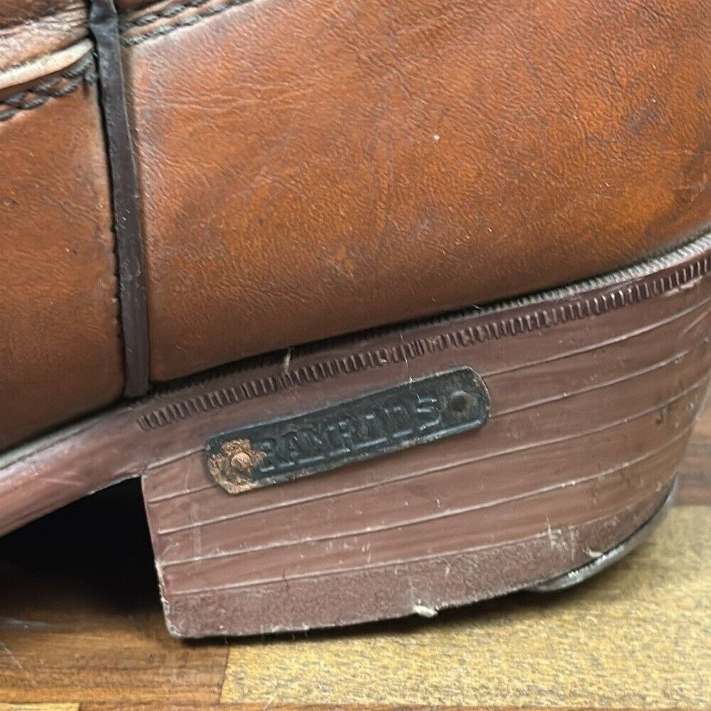 Ramrods Mens Cowboy Boots 7.5 Brown Leather Mid Calf Western Work Wear Embroider - Picture 5 of 16